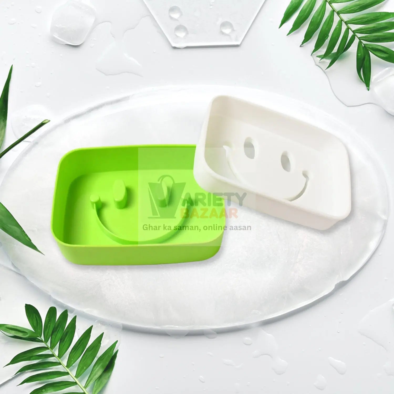 Portable Travel Home Box Cute Cartoons Smile Face Container Draining Holder Soap Dish ,Sabudani Variety Bazaar