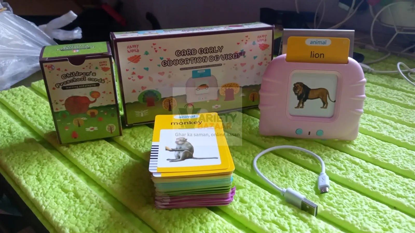 Preschool Learning Toys Flash Cards for Small Kids Educational Toys English Words Learning Machine for Kids with 224 Words, Birthday Gift for Kids Intelligent Electric Kids Language Card (1 Set) Variety Bazaar