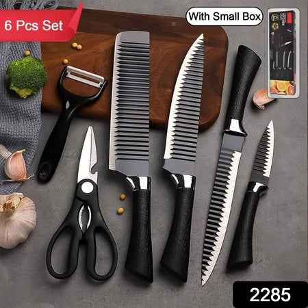 2285 Stainless Steel Knife Set With Chef Peeler And Scissor (6 Pieces)