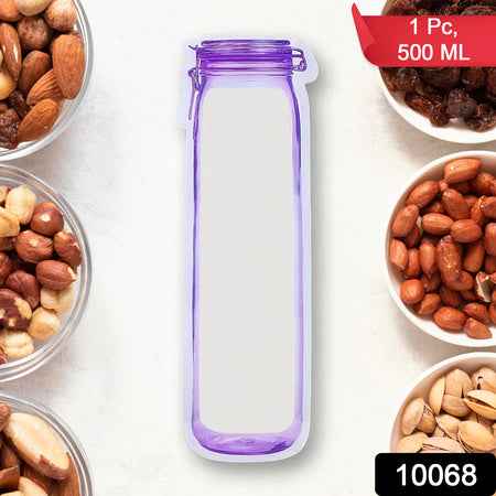 Food Storage Bag Bottles Shape Ziplock Bags Reusable (1 Pc  500 Ml)