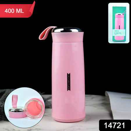 Water Bottle 400ml Leak Proof Glass Water Bottle With Daily Water Intake For Gym And Children Nice Bottle (1 Pc  Pink Color)