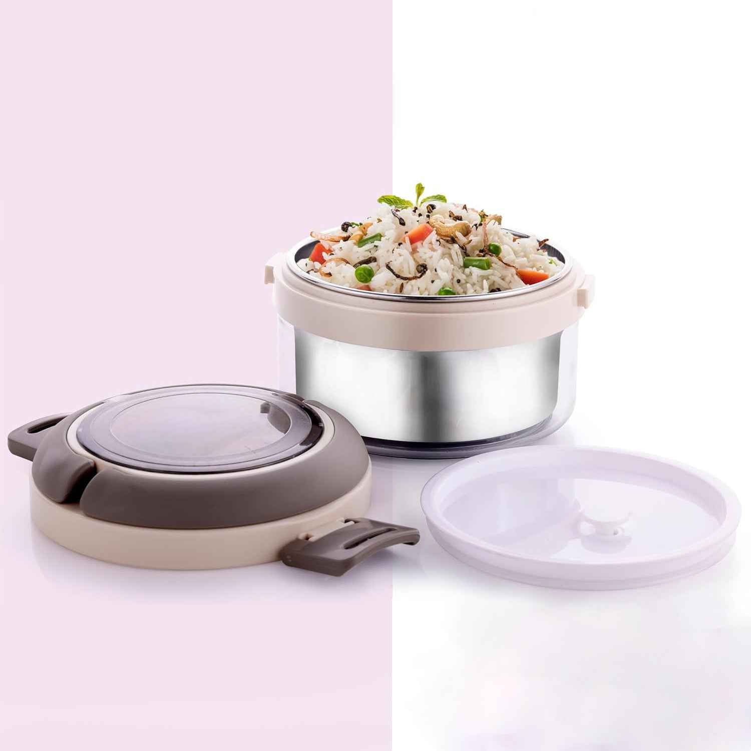 Ganesh Tiara 400ml Stainless Steel Insulated Lunch Box With Leakproof Lid  Folding Spoon