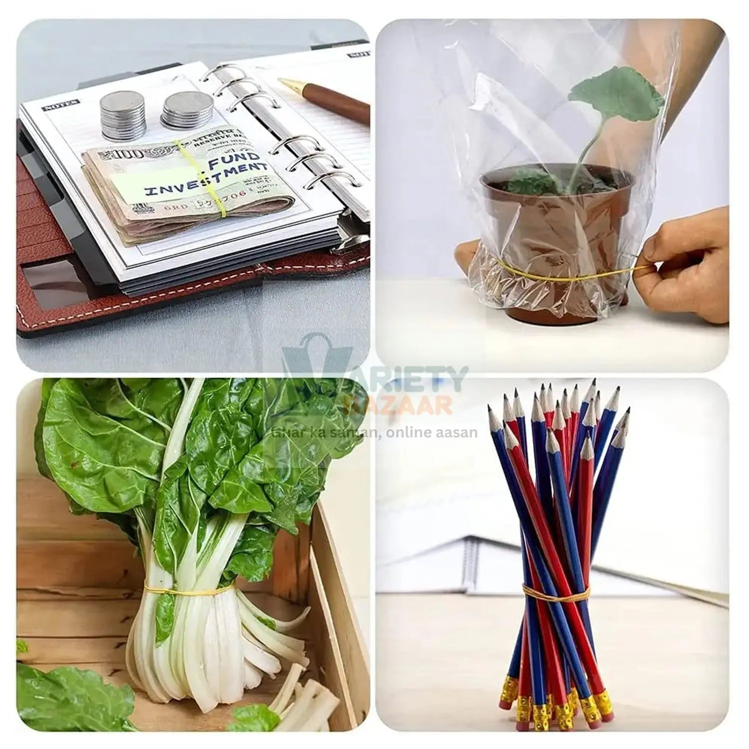 RUBBER BAND FOR OFFICE/HOME AND KITCHEN ACCESSORIES ITEM PRODUCTS, ELASTIC RUBBER BANDS, FLEXIBLE REUSABLE NYLON ELASTIC UNBREAKABLE, FOR STATIONERY, SCHOOL MULTICOLOR Travel Sahayak