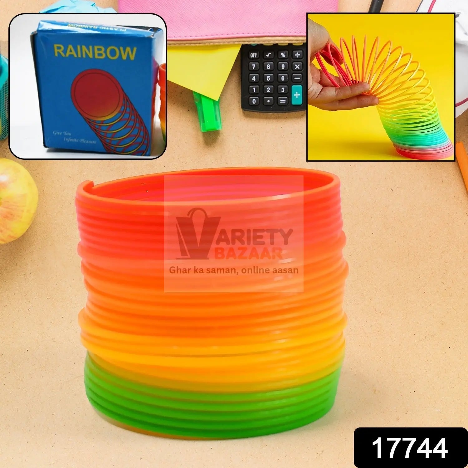 Rainbow Slinky Spring Toy – Compact, Portable Fun Toy for Kids & Adults, Great for Birthdays (1 Pc) Variety Bazaar