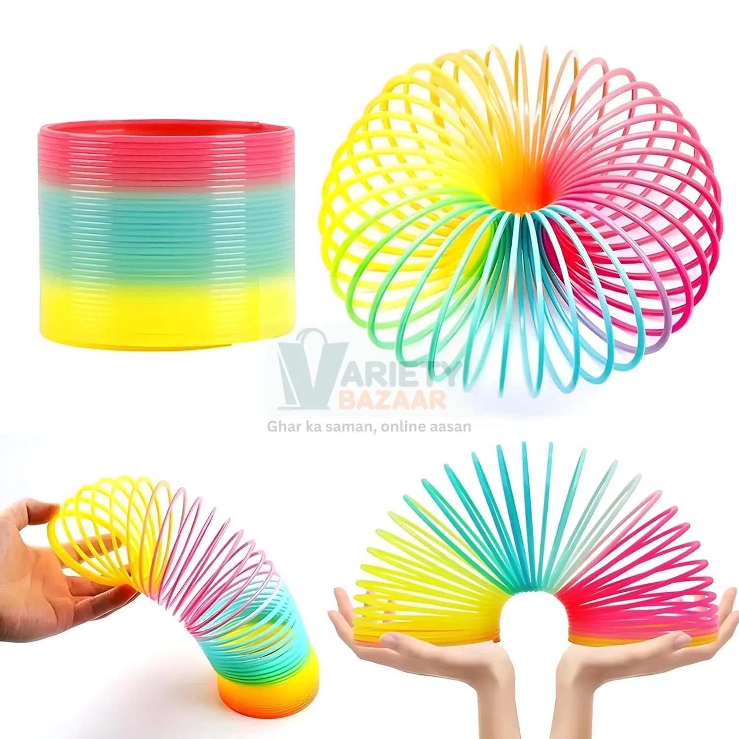 Rainbow Slinky Spring Toy – Compact, Portable Fun Toy for Kids & Adults, Great for Birthdays (1 Pc) Variety Bazaar