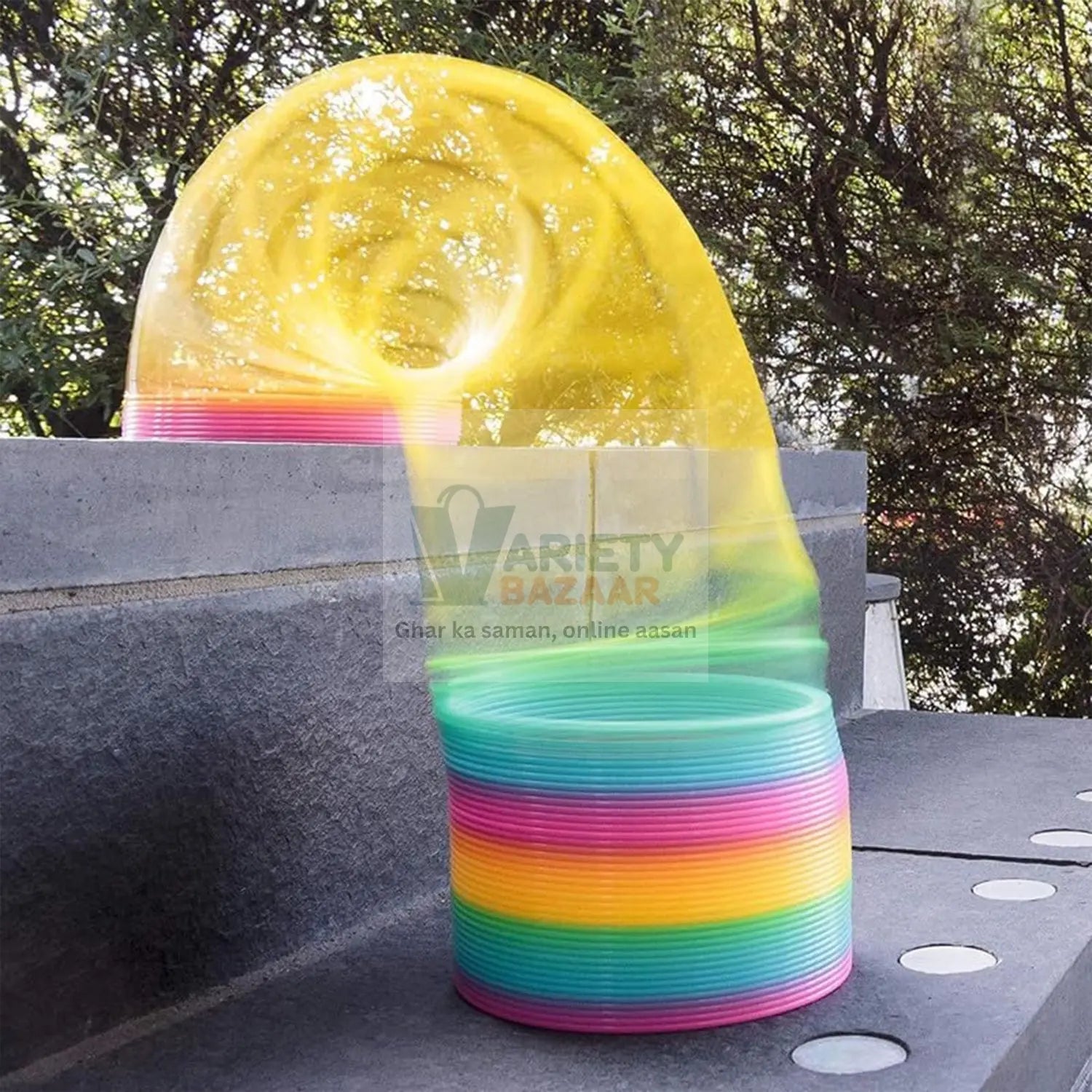 Rainbow Slinky Spring Toy – Compact, Portable Fun Toy for Kids & Adults, Great for Birthdays (1 Pc) Variety Bazaar