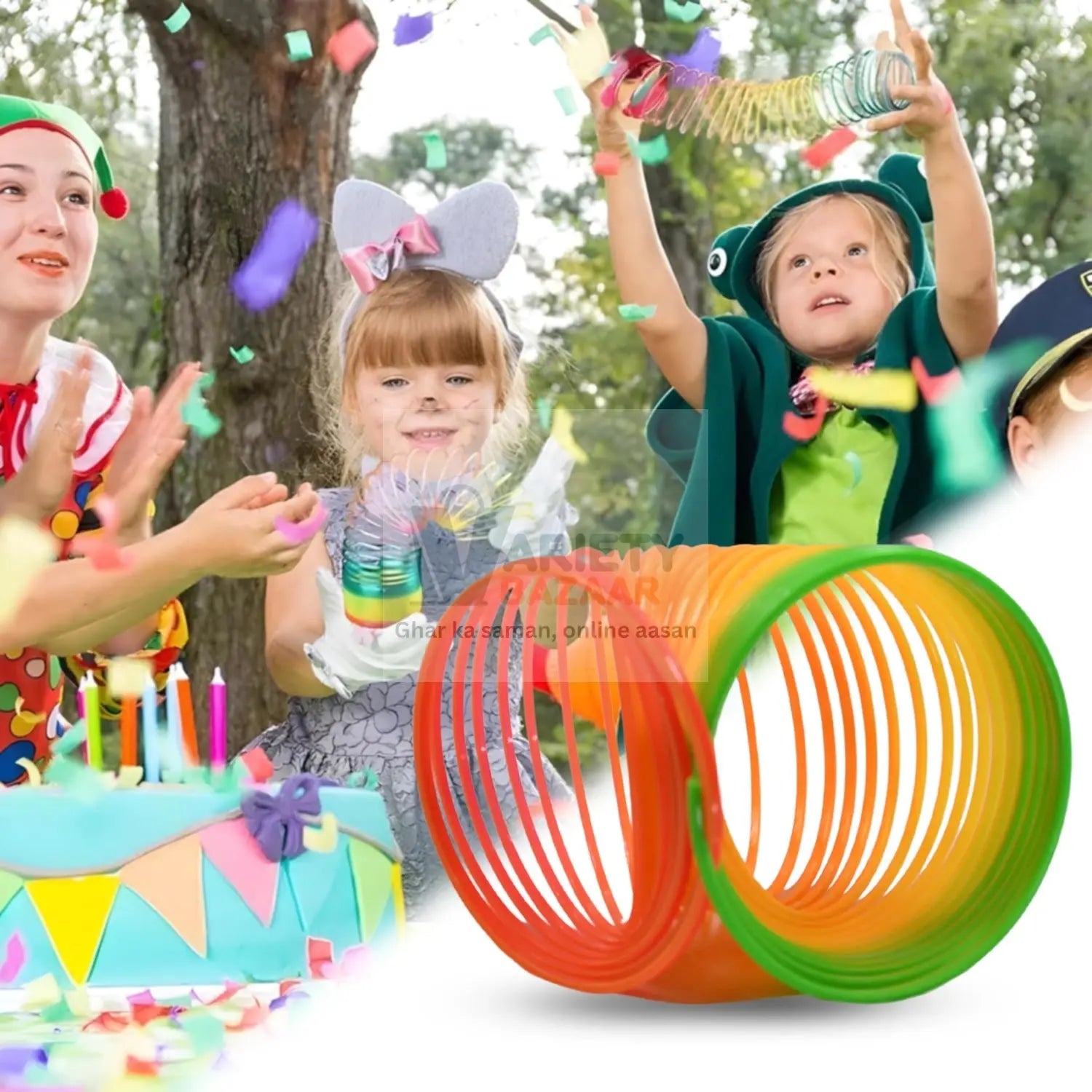 Rainbow Slinky Spring Toy – Compact, Portable Fun Toy for Kids & Adults, Great for Birthdays (1 Pc) Variety Bazaar
