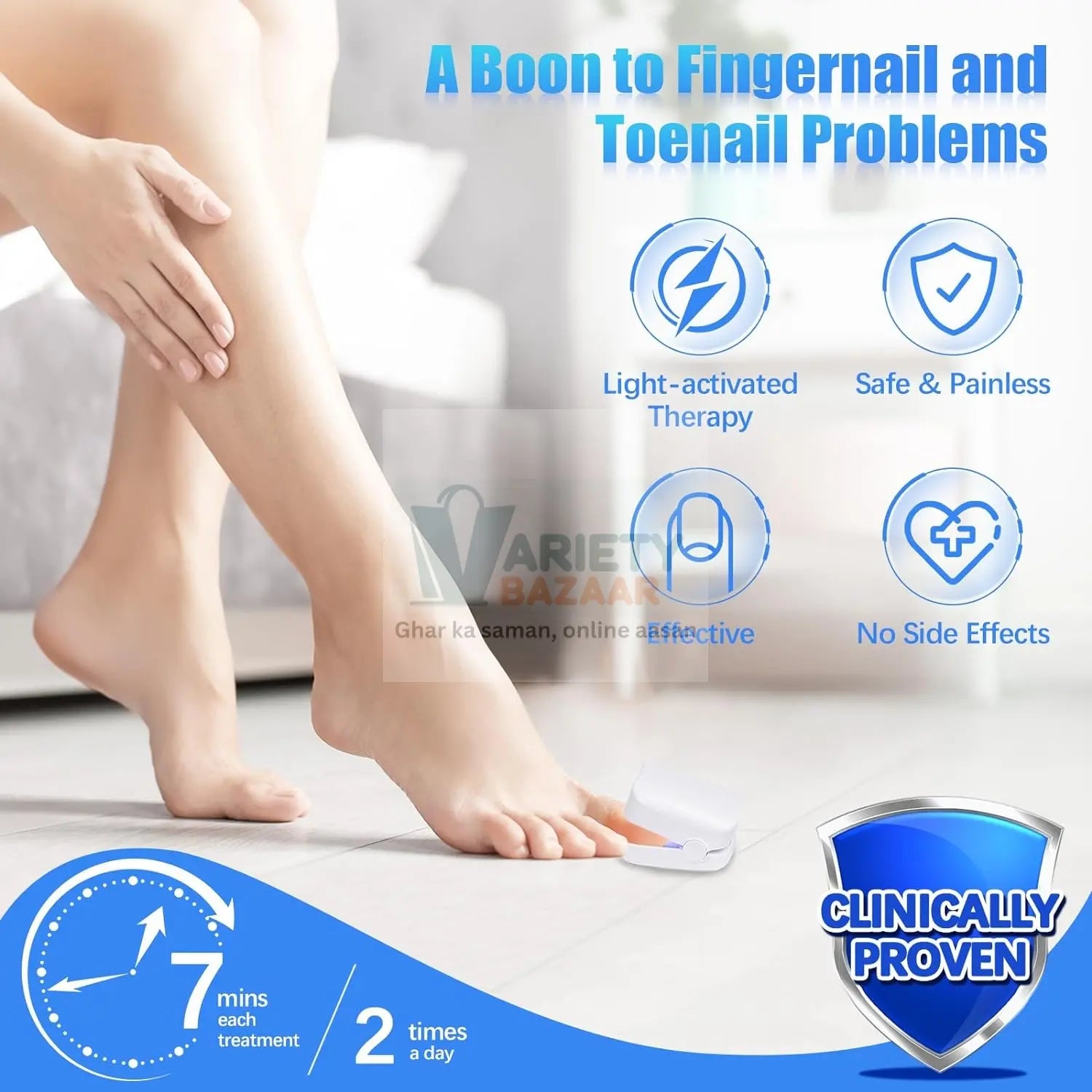 Rechargeable Nail Fungus Laser – Anti-Fungal Device for Toenails, Hands & Feet (Home Use) Variety Bazaar