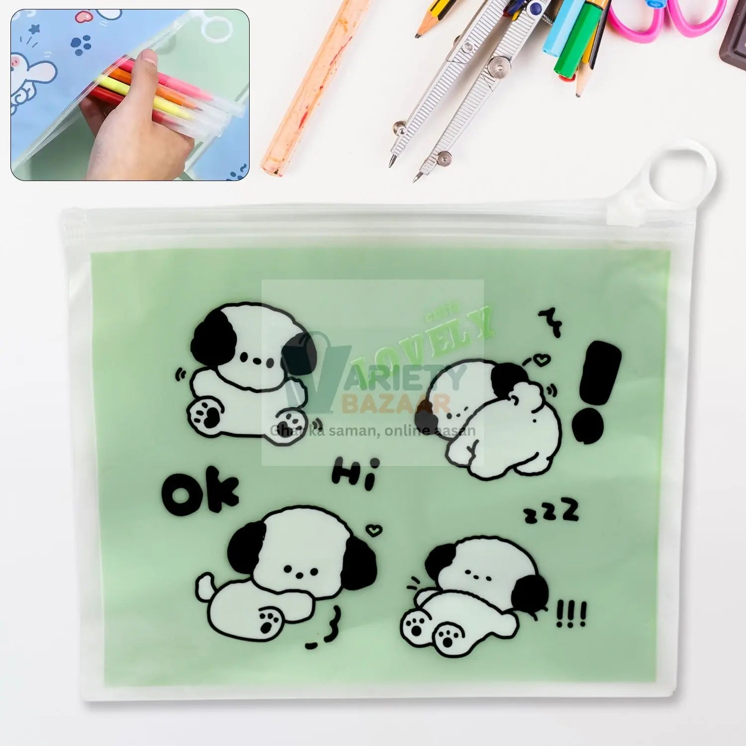 Reusable Multipurpose Pouch Pen Stationary Case Travel, Boys & Girls Pouch with Zip for Travel, School, Stationary (1 Pc/ Mix Design) Variety Bazaar