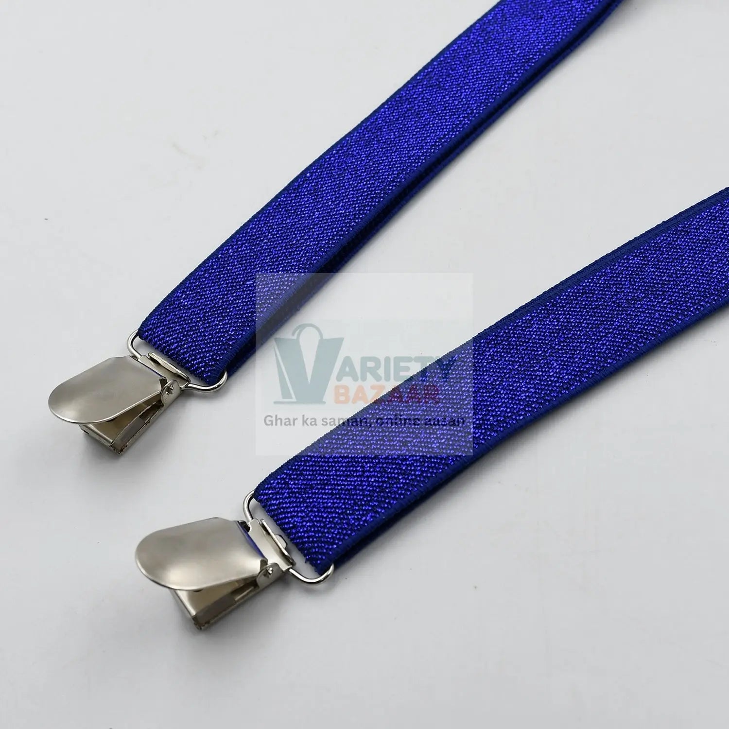 Fashionable royal blue suspenders for men and women.