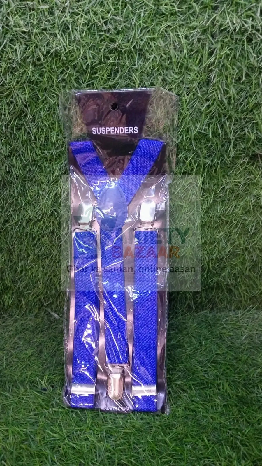 Stylish royal blue suspenders for boys and girls.