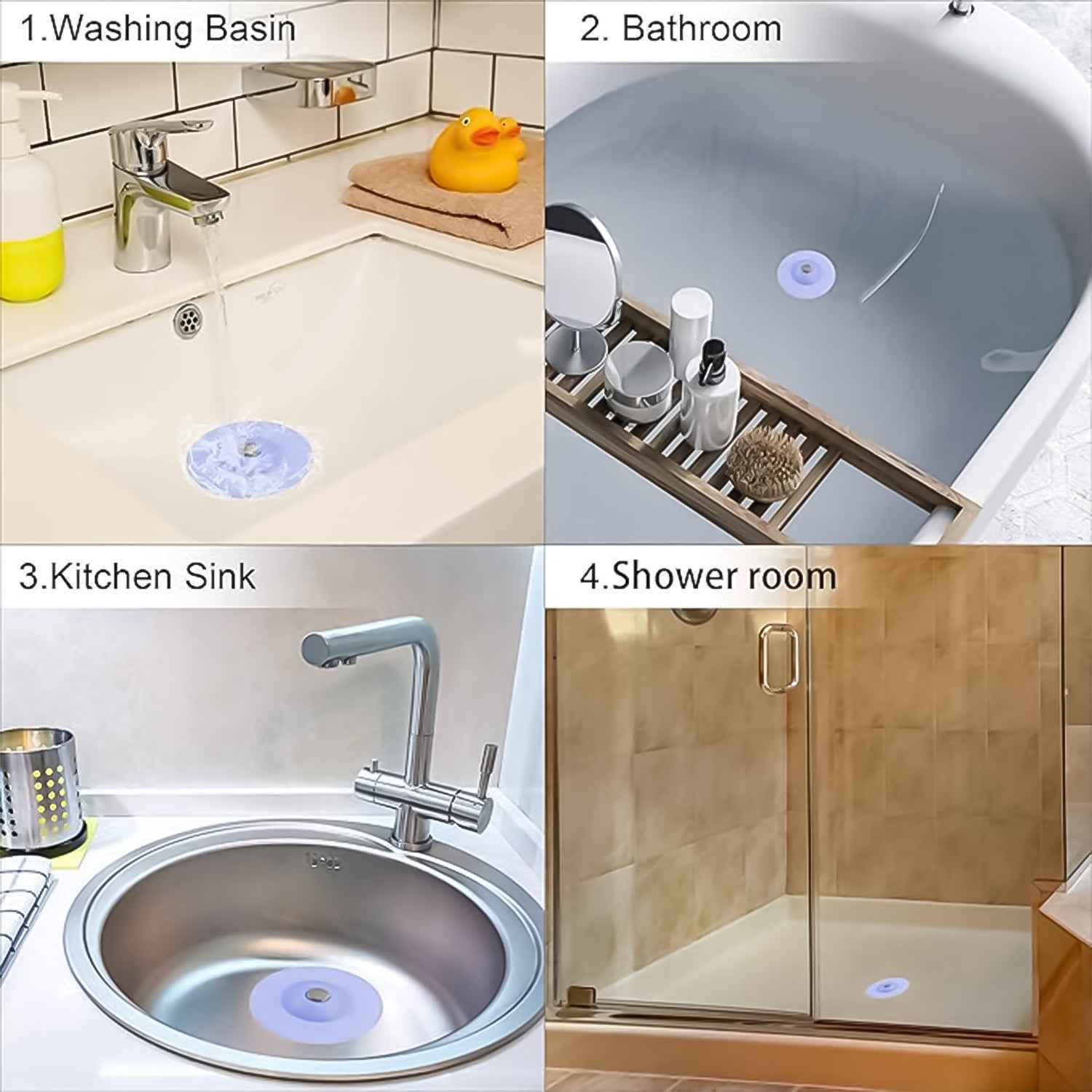 Creative 2-in-1 Blue Silicone Sewer Sink Sealer Cover Drainer (Multicolour  1 Pc)