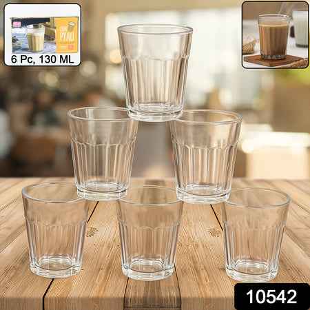 Supermom Plastic Chai Pyali Transparent Tea Glass Set (130ml  6 Pc)