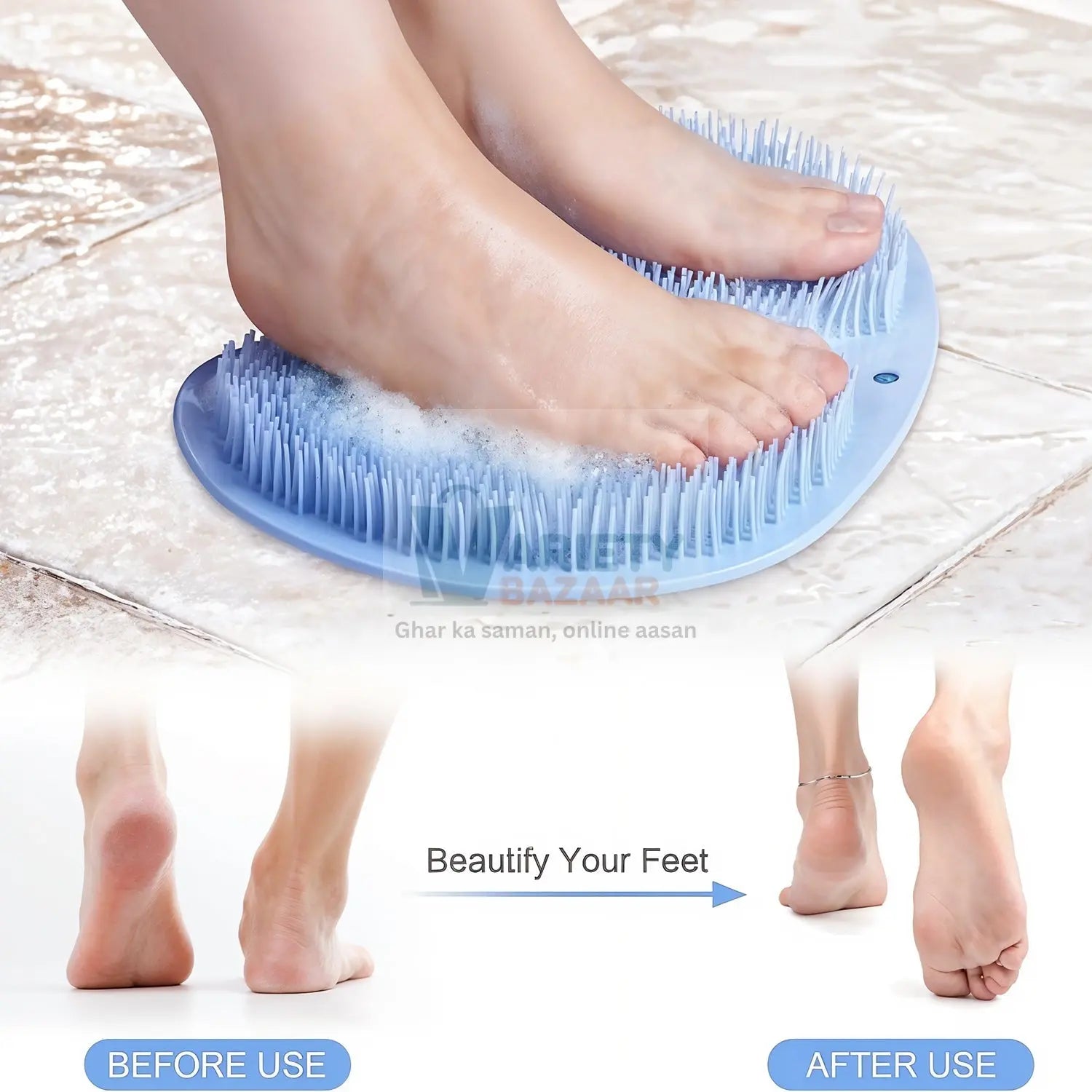 Silicone Bath Massage Cushion – Suction Cup Exfoliating Foot Scrubber & Mat Variety Bazaar