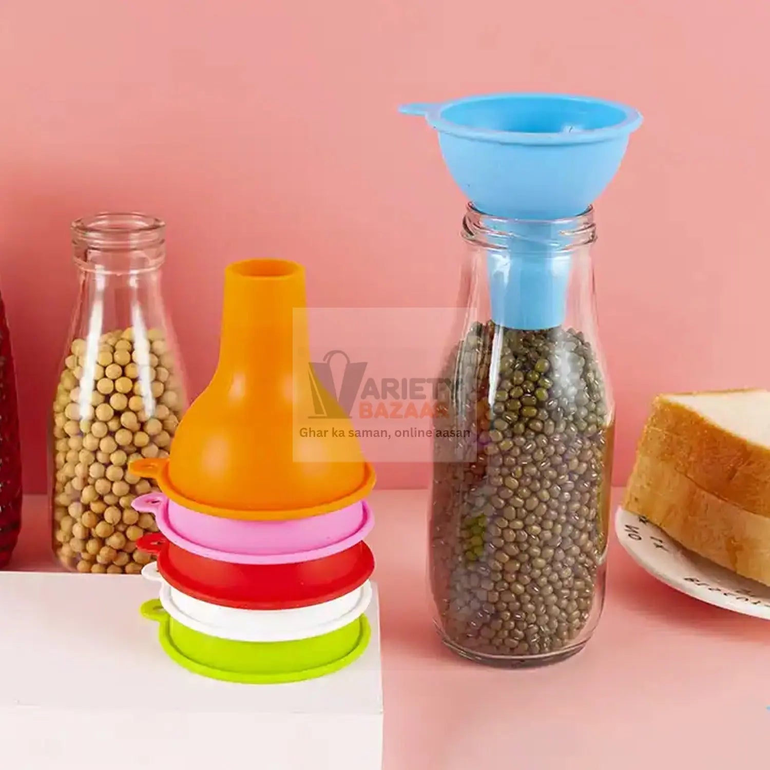 Silicone Funnel For Pouring Oil, Sauce, Water, Juice And Small Food-GrainsFood Grade Silicone Funnel Travel Sahayak