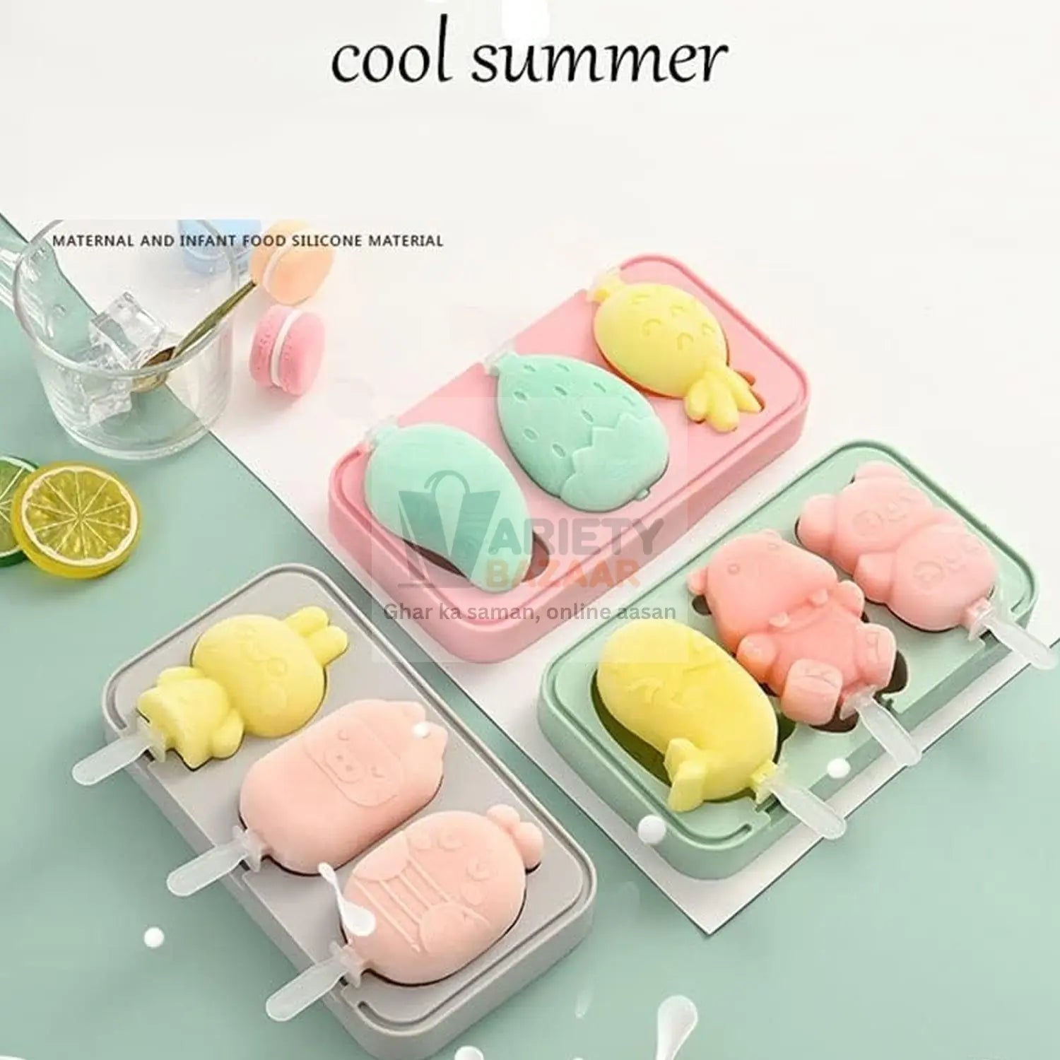 Silicone Popsicle Molds for Summer with Sticks & Lids Variety Bazaar