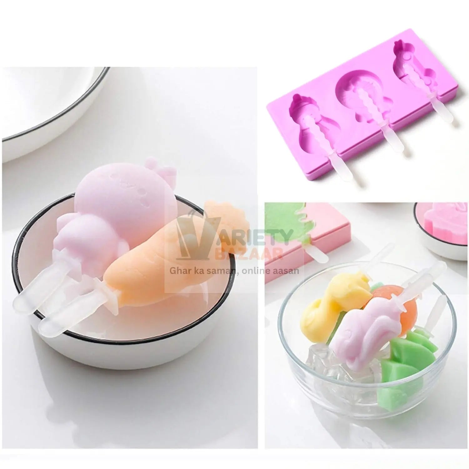Silicone Popsicle Molds for Summer with Sticks & Lids Variety Bazaar