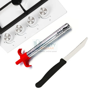 Stainless Steel Electronic Gas Lighter and Knife (2 in 1) Variety Bazaar