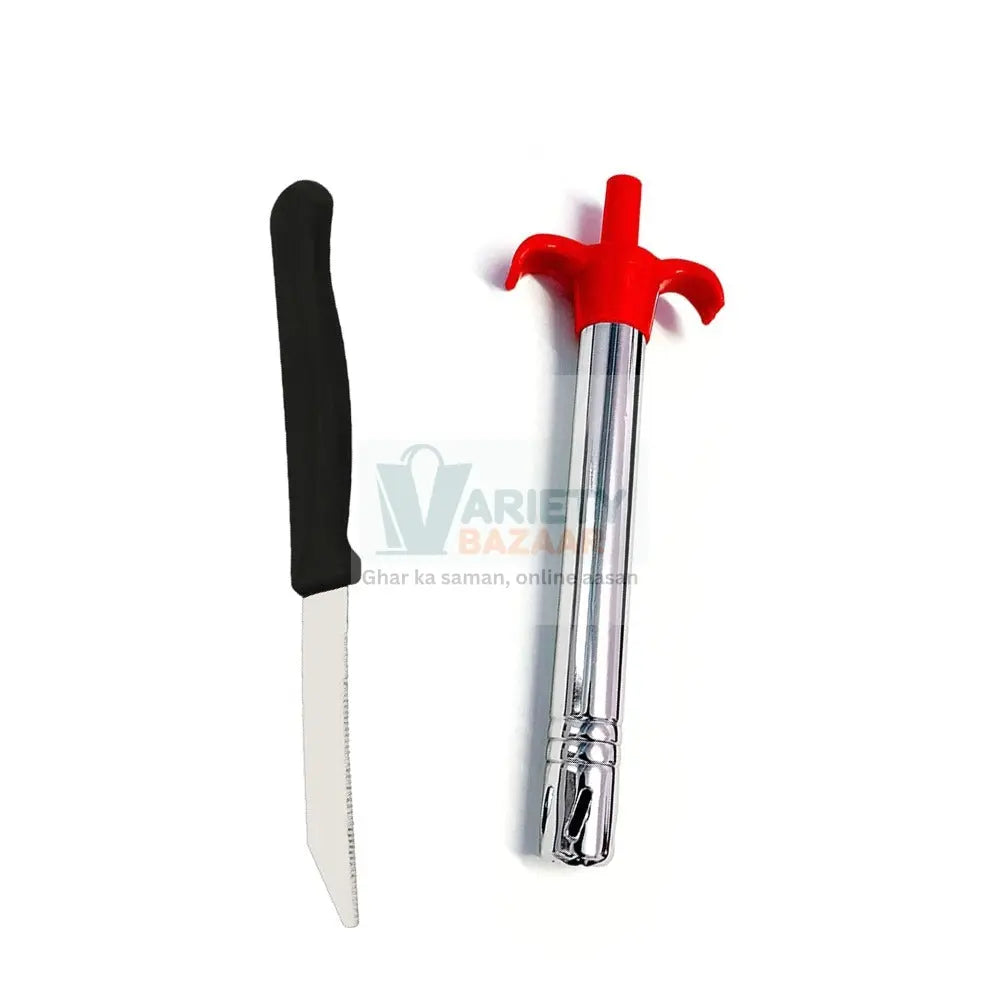 Stainless Steel Electronic Gas Lighter and Knife (2 in 1) Variety Bazaar