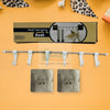 Stainless Steel Utensil Hanger Rail Nail Free Wall Mount with 2 Magic Stickers & 6 Plastic Hooks For Kitchen Variety Bazaar
