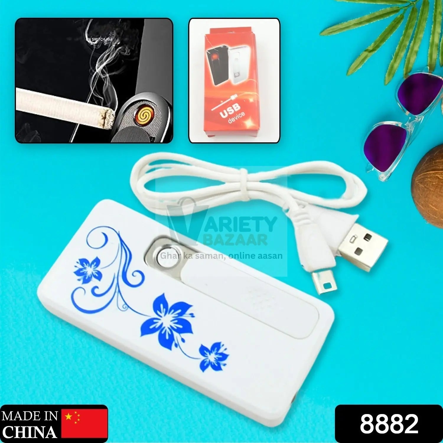 Stylish Electric USB Lighter for Men & Women, Regular Cigarettes Portable USB Rechargeable Flameless, Coil Slim Cigarette Lighter with Charging Cable, Windproof E lighter, Lighter for Smoking (1 Pc ) Variety Bazaar