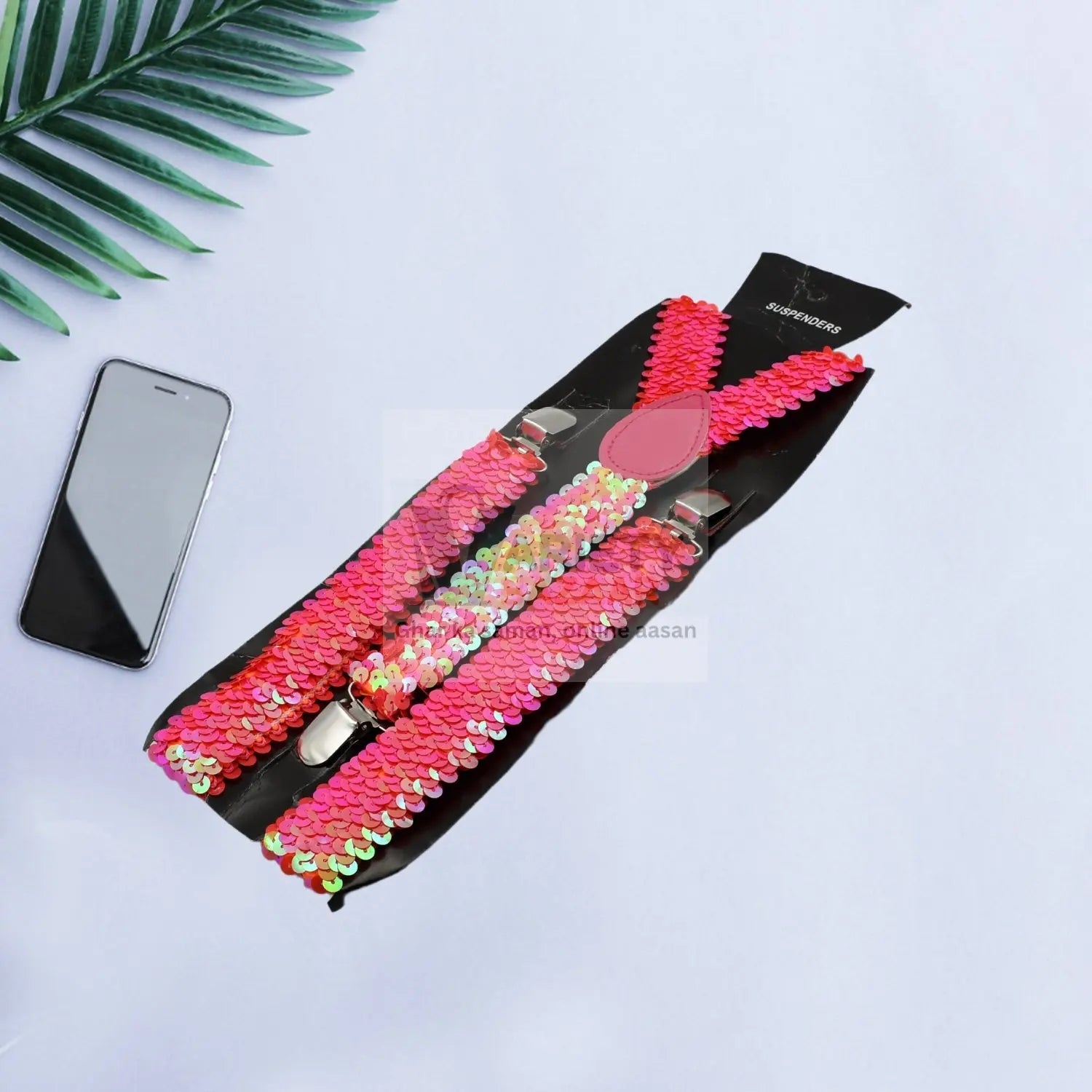 Fashionable party suspenders with adjustable clips.