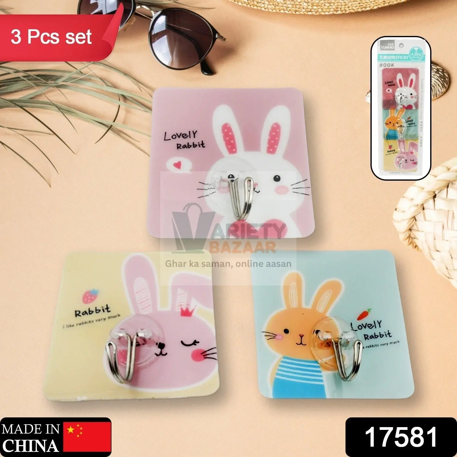 TRANSPARENT CARTOON WALL HOOK, STRONG WALL HOOK, ADHESIVE HOOK, WALL HOOKS HIGH QUALITY PREMIUM HOOK FOR HOME, OFFICE, & MULTIUSE HOOK (3 PCS SET) Travel Sahayak