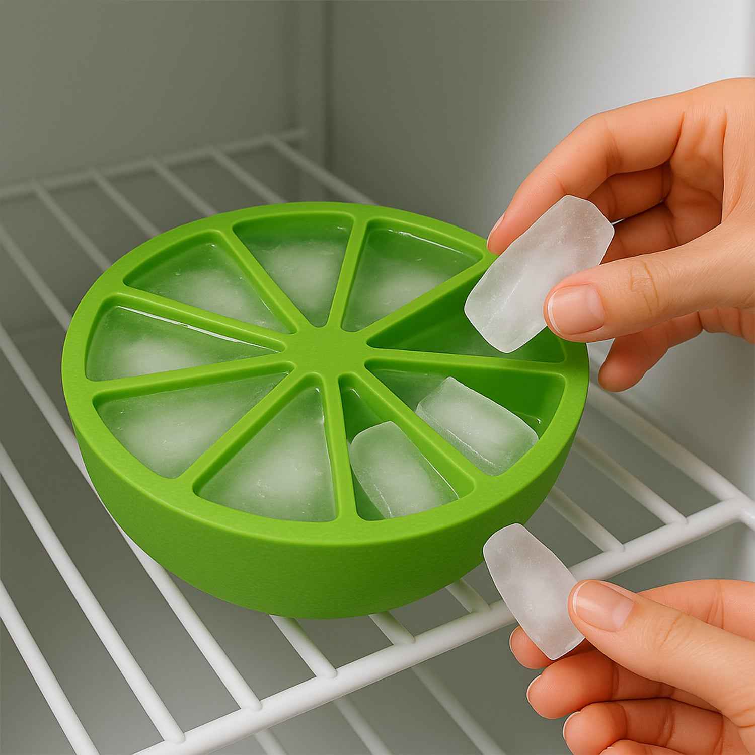 Lemon Shape Flexible Silicone Ice Cube Tray  8-slot Round Ice Mold (1 Pc)