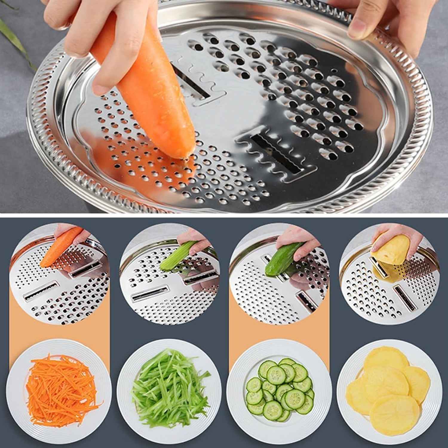3-in-1 Stainless Steel Mixing Straining  Grater Bowl Set