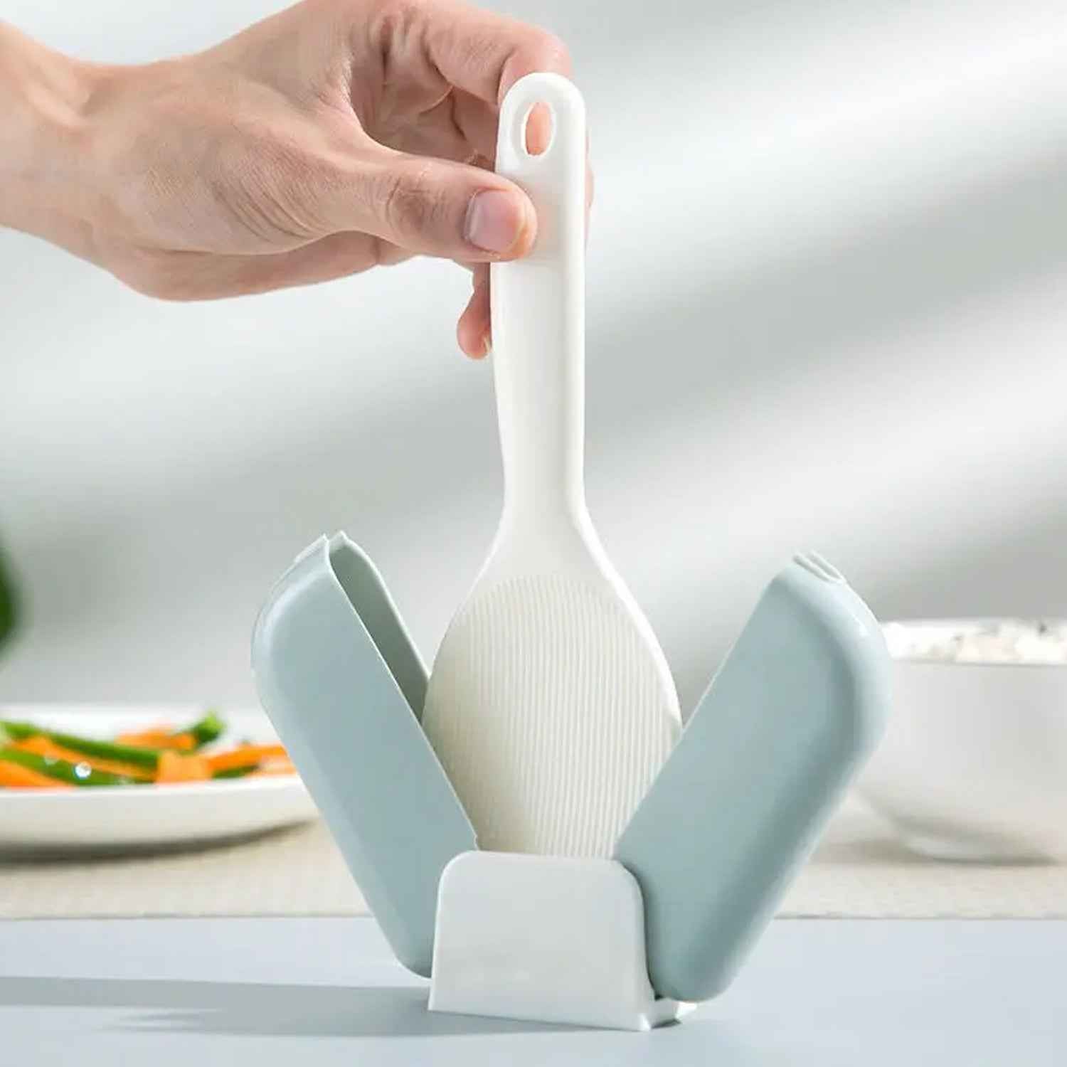 Automatic Open  Close Kitchen Rice Spoon Holder With Dust Cover