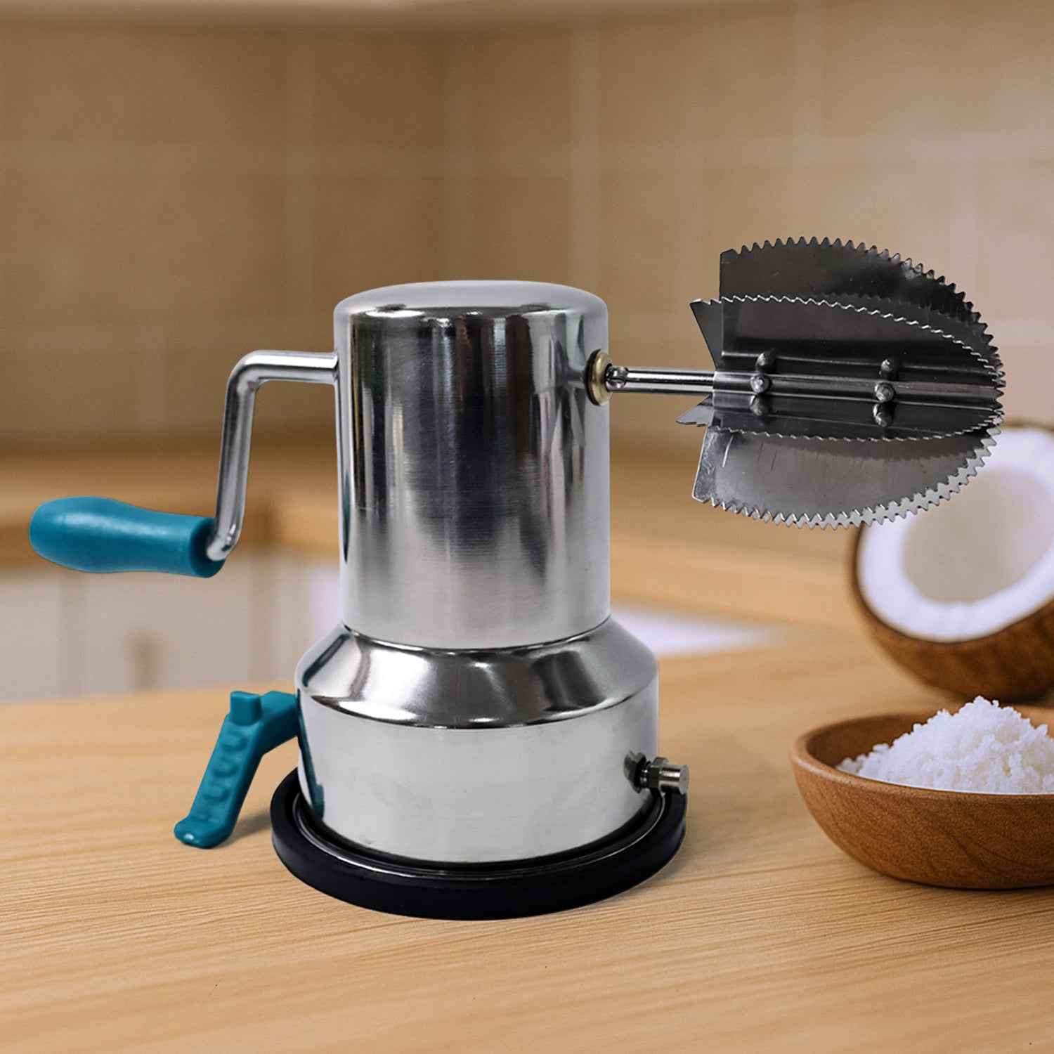 Supermom Stainless Steel Coconut Scraper With Vacuum Base (1 Pc)