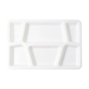 Plastic Multi-compartment Rectangular Meal Serving Tray  Plate (1 Pc  White)