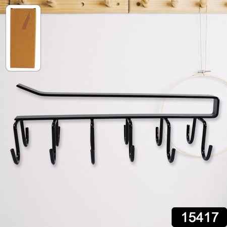 Double-row Metal Cupholder Rack Multi-purpose Iron Hanger With 6 Hooks (1 Pc)