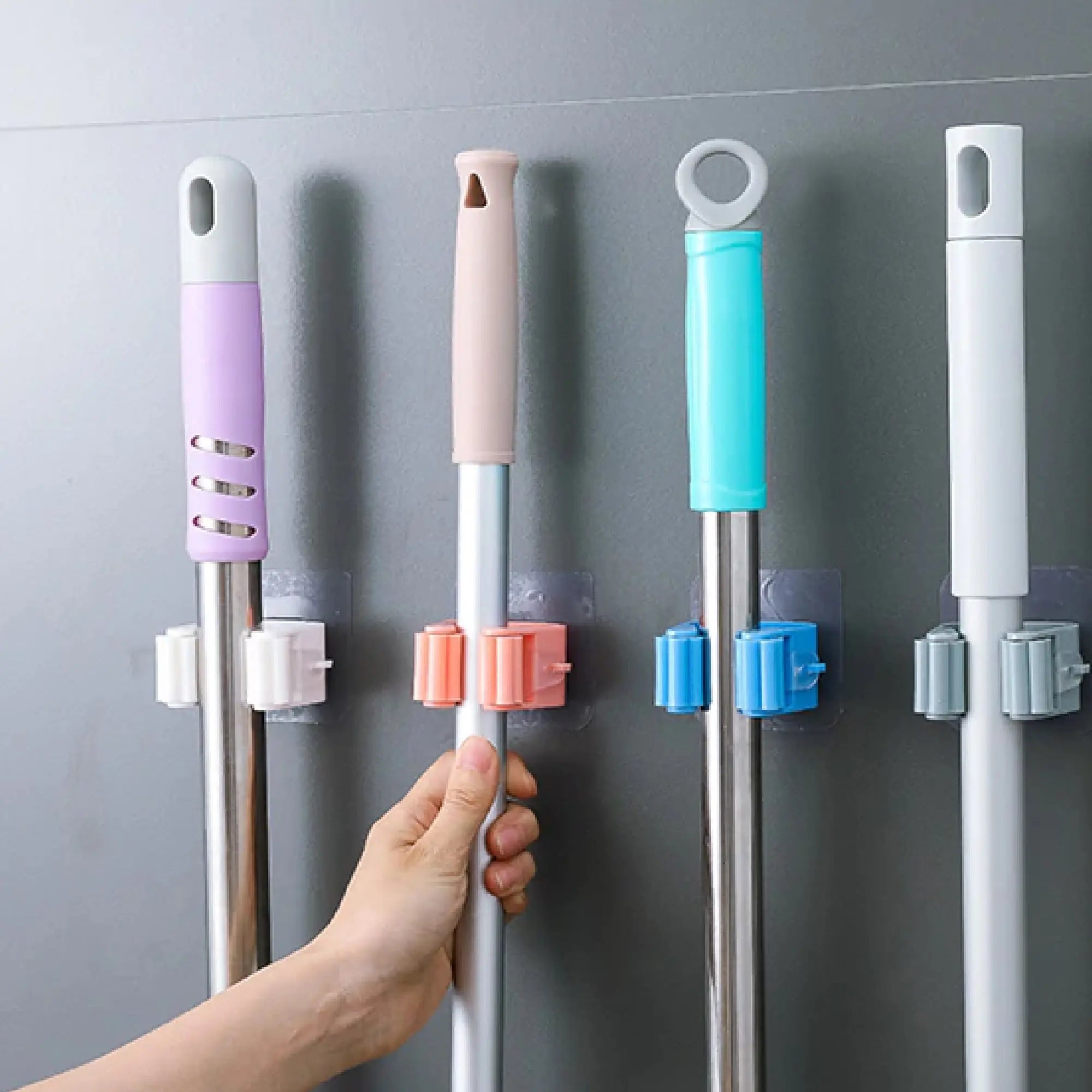 2177 Magic Sticker Series Self Adhesive Mop and Broom Holder - varietybazaar.co.in
