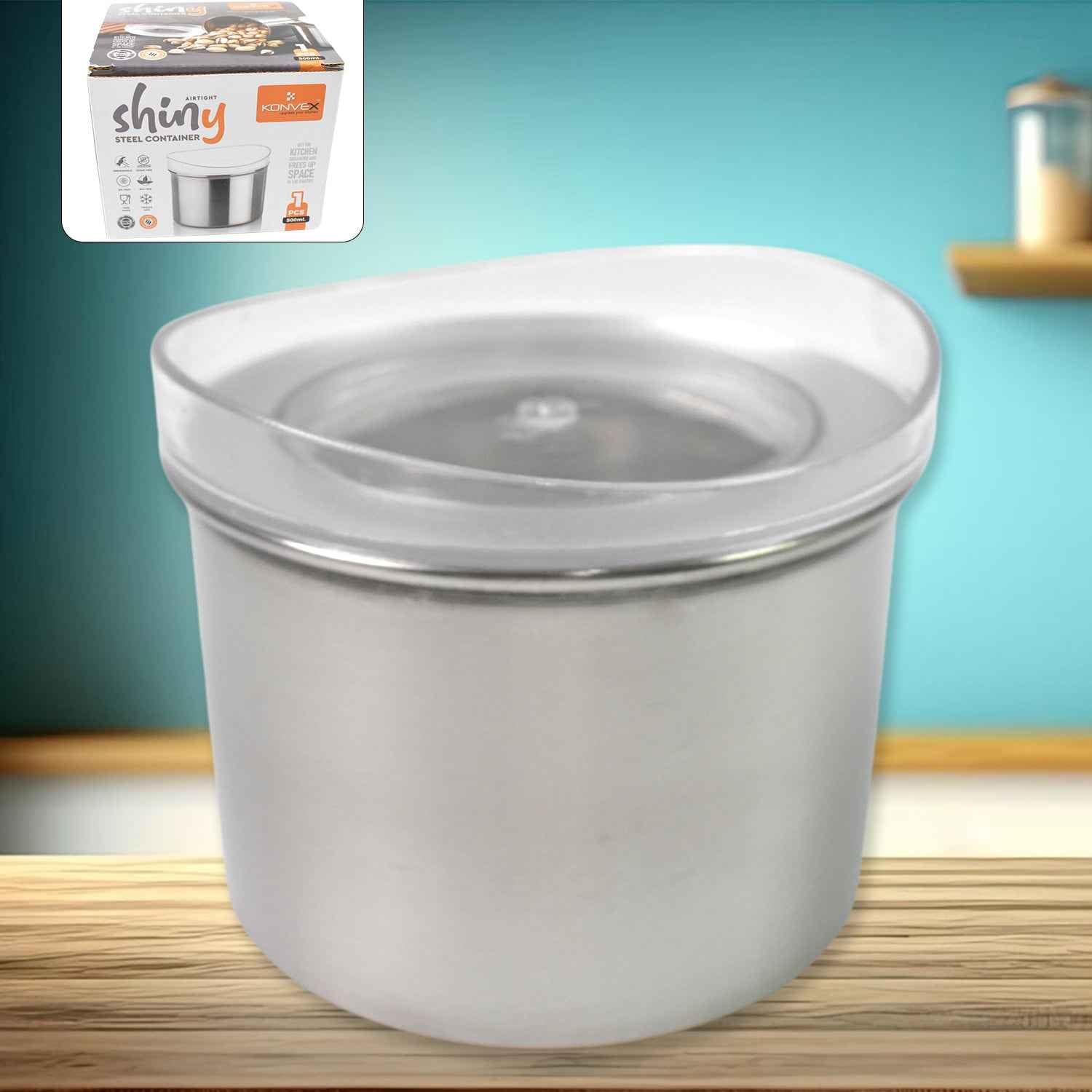 Multipurpose Stainless Steel Airtight Containers With See Through Lid (1 Pc  500 Ml)