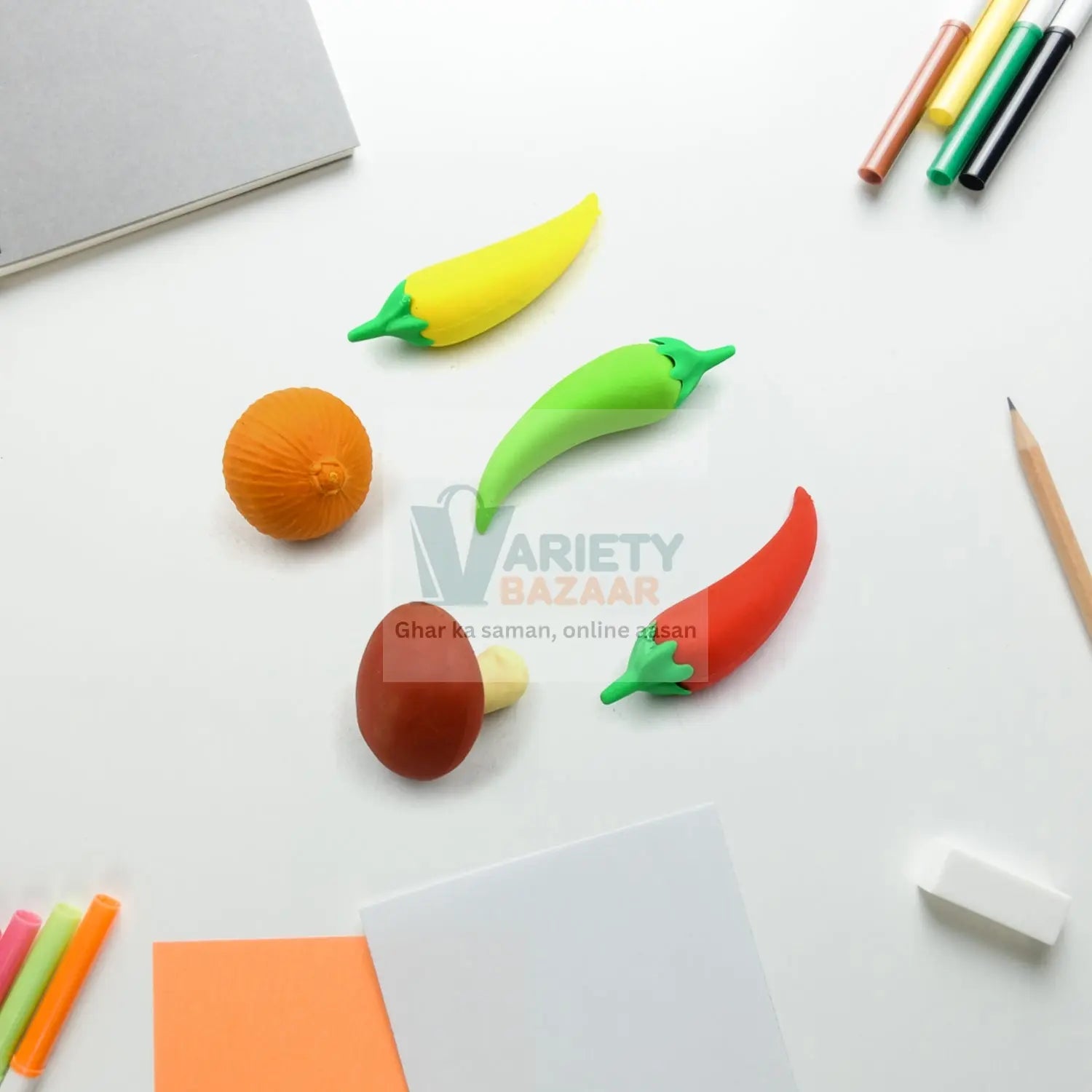 Vegetable-shaped erasers set for kids