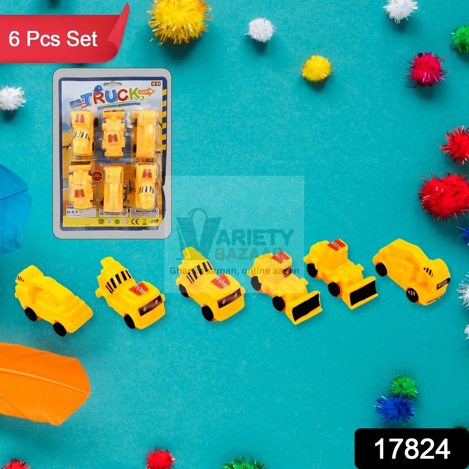 Vehicle Car Engineering Automobile Construction Car Toys Set for Children Kids Crane Excavator Road Roller Forklift Mixer Truck Transporter Truck Machine Construction Toys (6 Pcs Set) Variety Bazaar