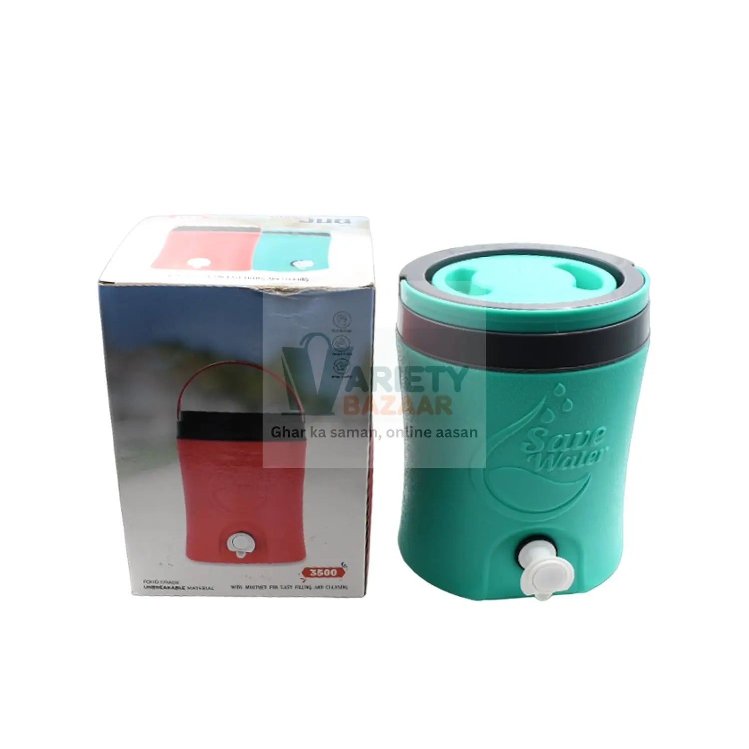 Water jug with tap, 3.5L, insulated plastic for travel
