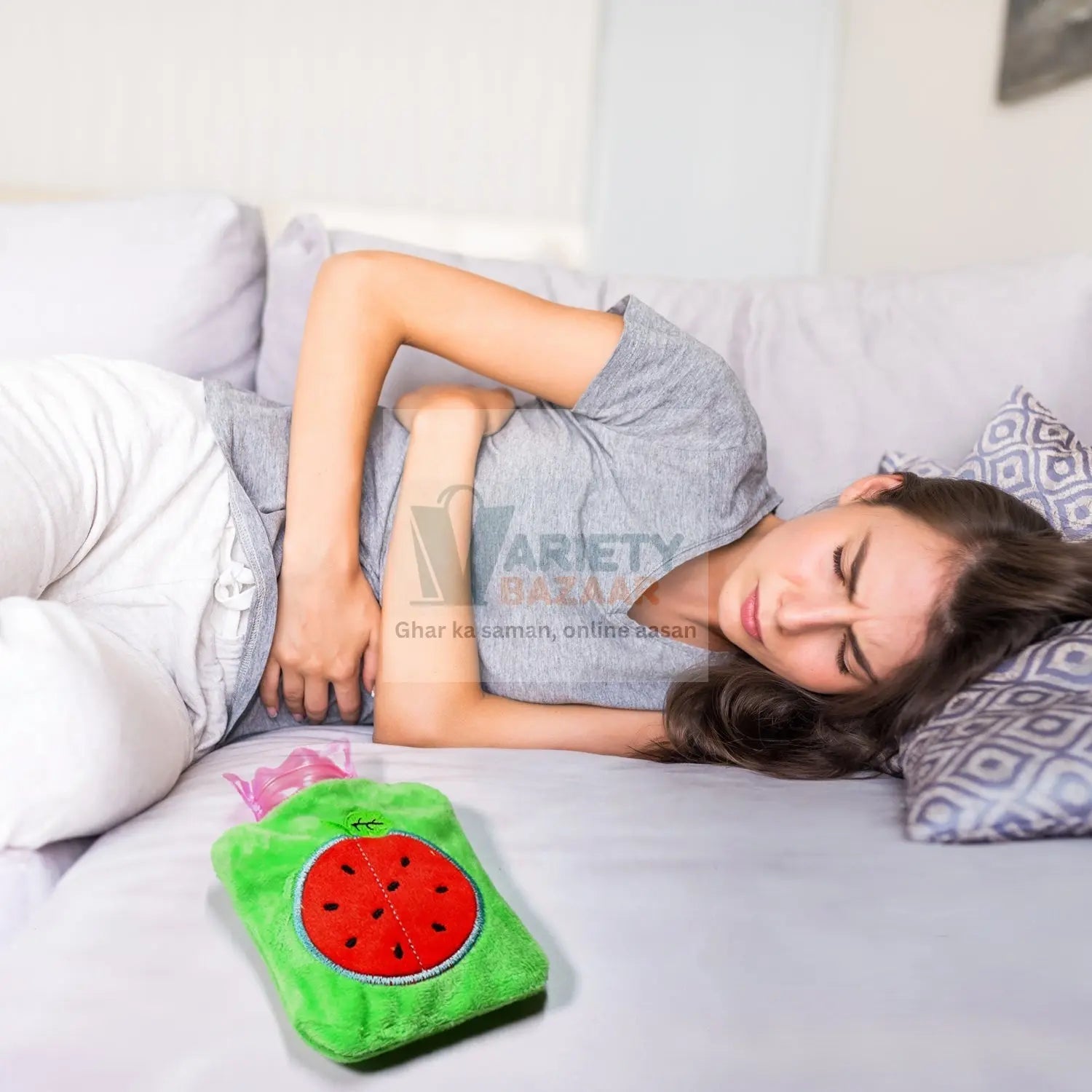 Watermelon small Hot Water Bag with Cover for Pain Relief, Neck, Shoulder Pain and Hand, Feet Warmer, Menstrual Cramps. travel sahayak
