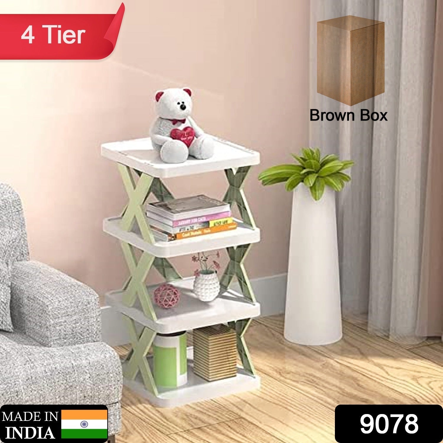 4 LAYER SHOES STAND, SHOE TOWER RACK SUIT FOR SMALL SPACES, CLOSET, SMALL ENTRYWAY, EASY ASSEMBLY AND STABLE IN STRUCTURE, CORNER STORAGE CABINET FOR SAVING SPACE Variety Bazaar