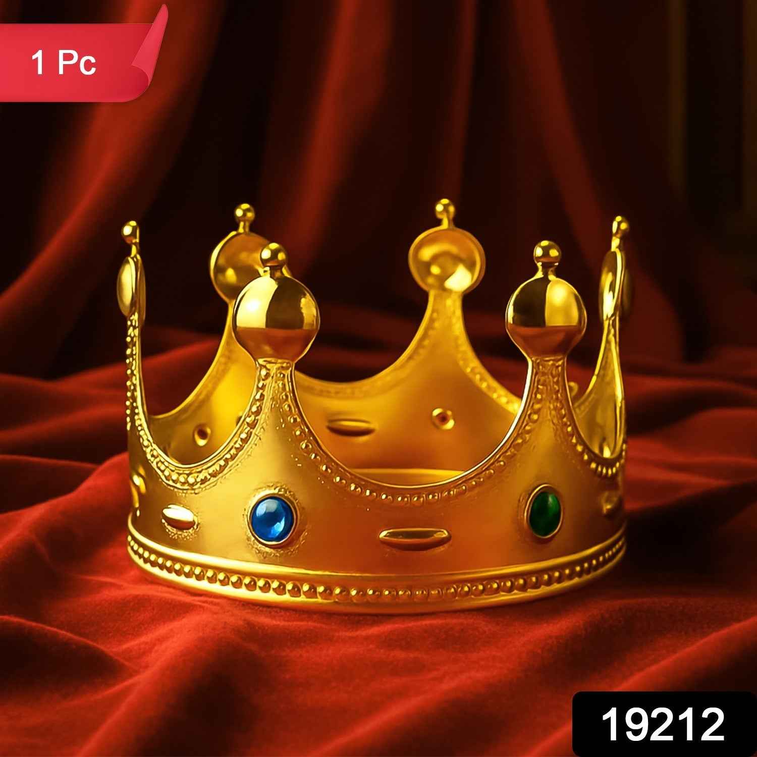 Royal Crown with Colored Gems (1 Pc / Golden & Silver)
