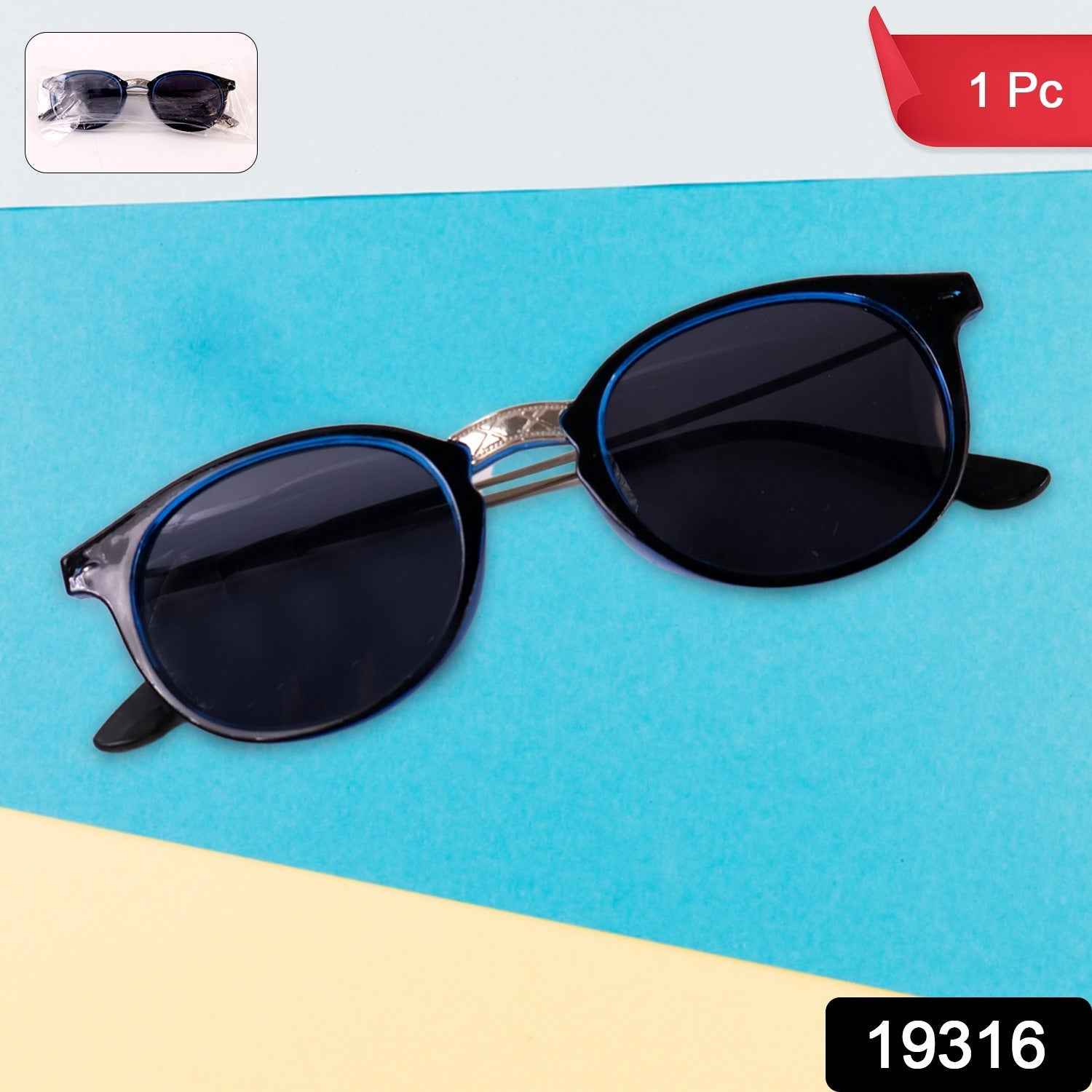 Blue UV Protected Round Sunglasses, classic Sunglasses for Men & Women, Lightweight
