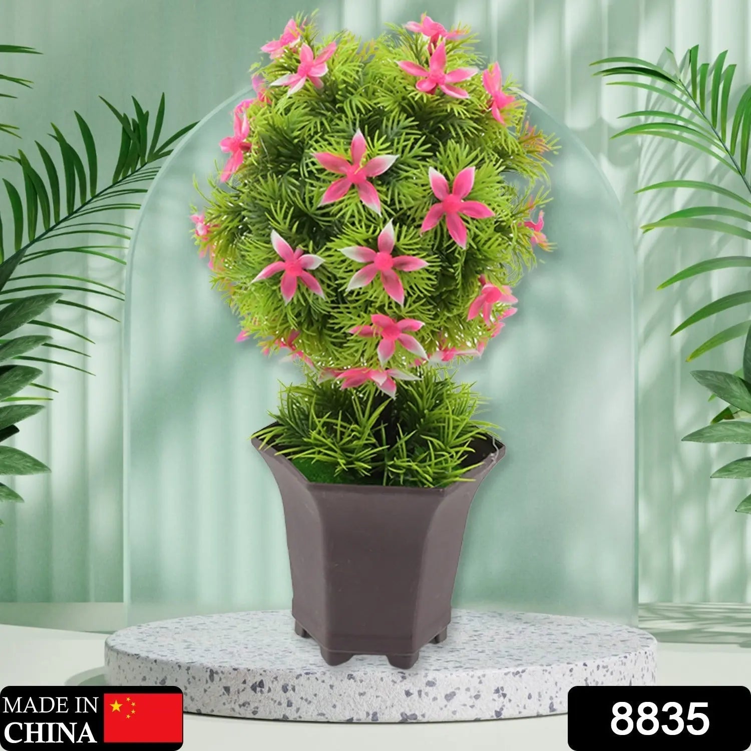 Wild Artificial Flower Plants with Cute Pot | Flower Plant for Home Office Decor | Tabletop and Desk Decoration | Artificial Flower for Balcony Indoor Decor, Plants for Living Room (1 Pc) Travel Sahayak