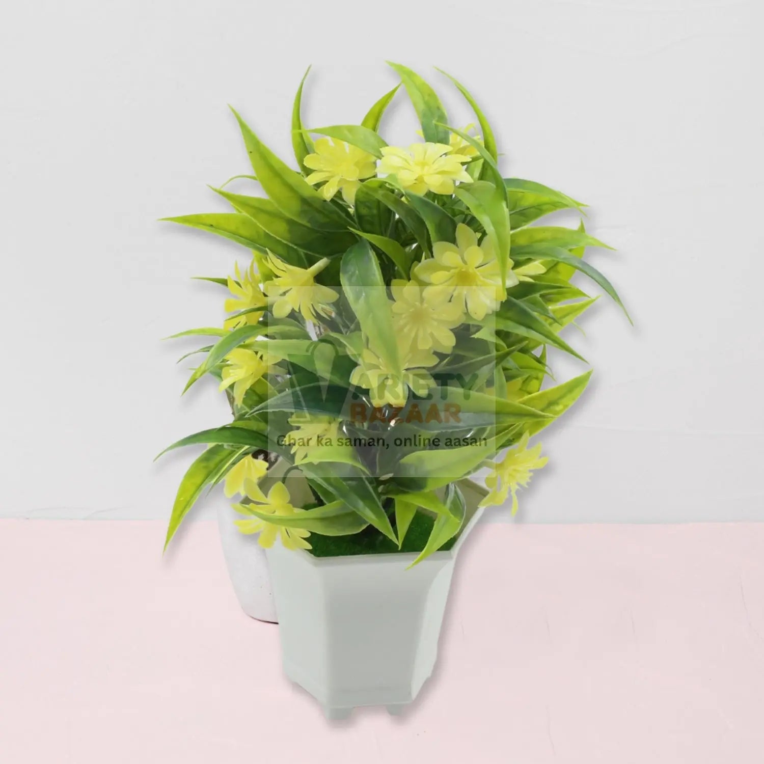Wild Artificial Flower Plants with Cute Pot | Flower Plant for Home Office Decor | Tabletop and Desk Decoration | Artificial Flower for Balcony Indoor Decor, Plants for Living Room (1 Pc) Travel Sahayak