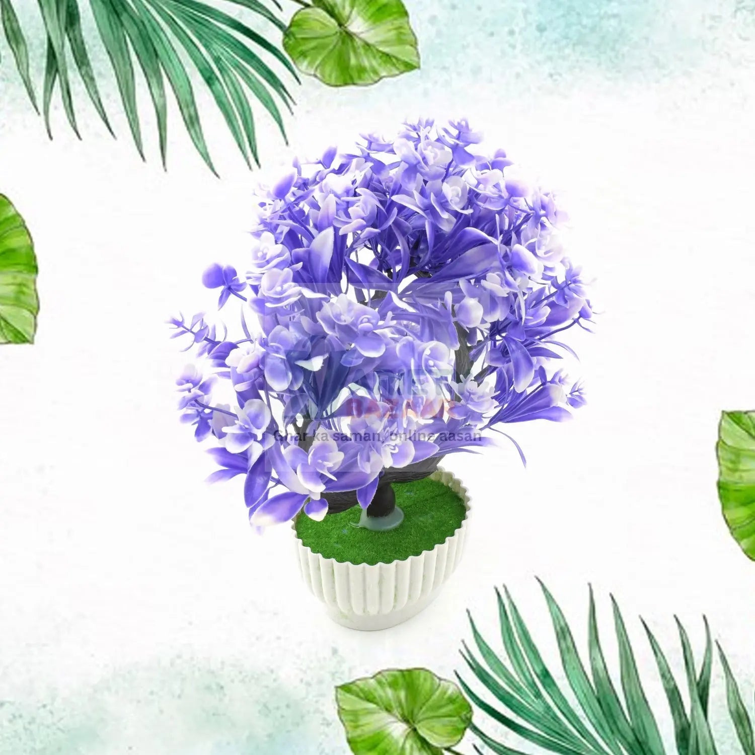 Wild Artificial Flower Plants with Cute Pot | Flower Plant for Home Office Decor | Tabletop and Desk Decoration | Artificial Flower for Balcony Indoor Decor, Plants for Living Room (1 Pc) Travel Sahayak
