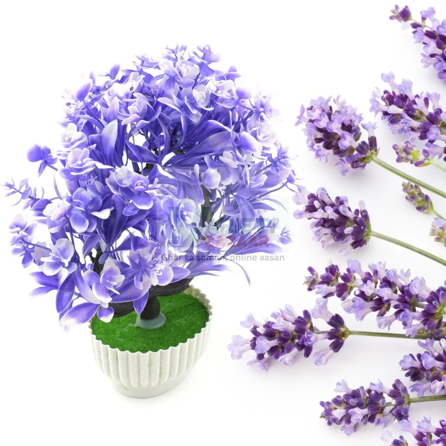 Wild Artificial Flower Plants with Cute Pot | Flower Plant for Home Office Decor | Tabletop and Desk Decoration | Artificial Flower for Balcony Indoor Decor, Plants for Living Room (1 Pc) Travel Sahayak