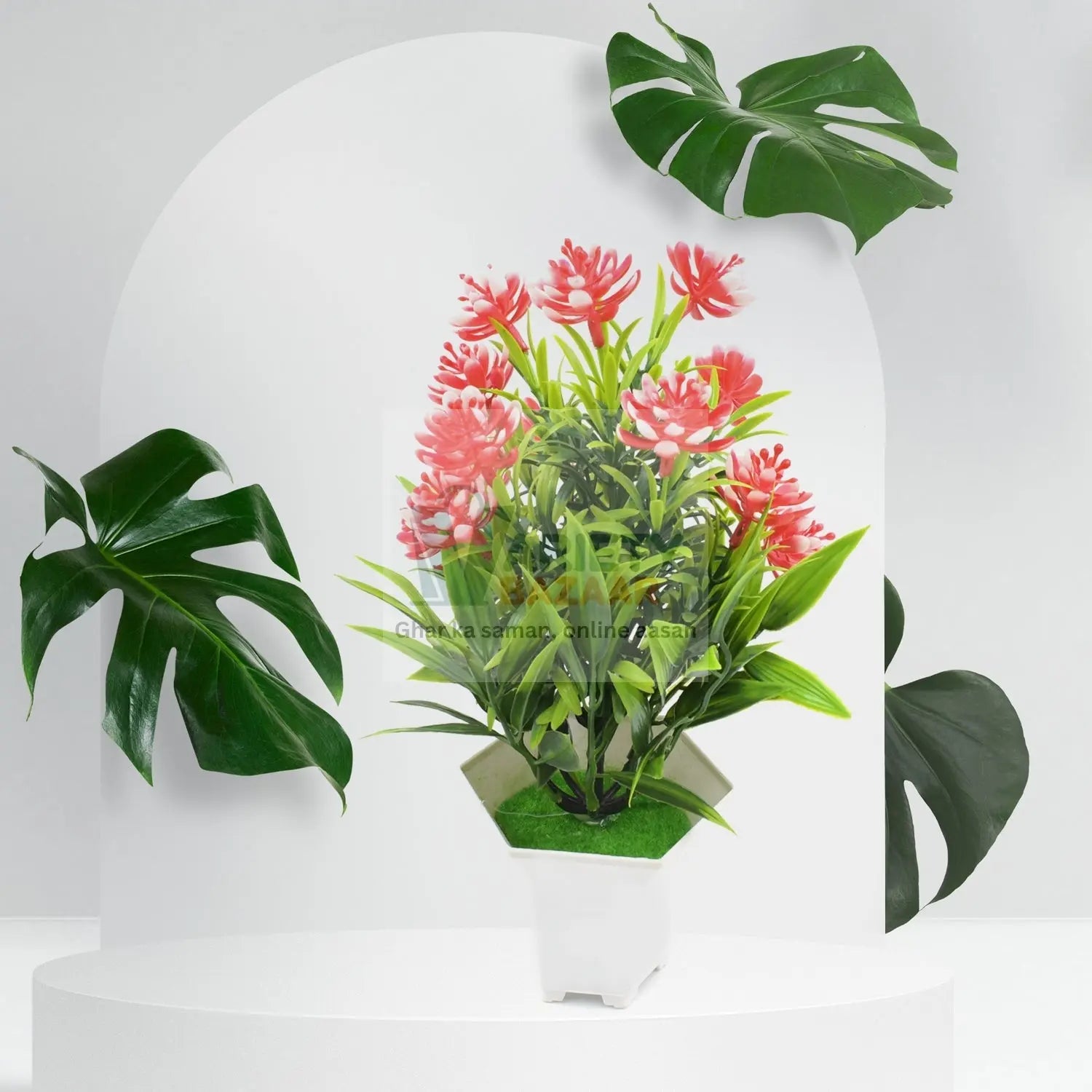 Wild Artificial Flower Plants with Cute Pot | Flower Plant for Home Office Decor | Tabletop and Desk Decoration | Artificial Flower for Balcony Indoor Decor, Plants for Living Room (1 Pc) Travel Sahayak