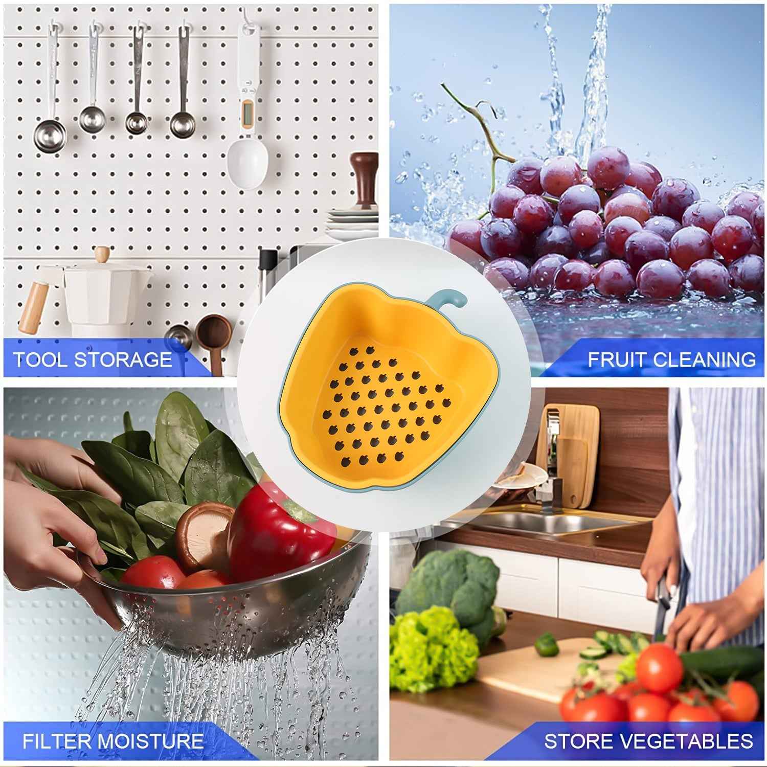 Pepper-shape 2-in-1 Washing Bowl - (1 Pc)