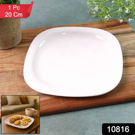 Plastic Square Dinner  Serving Plate  20 Cm (1 Pc)