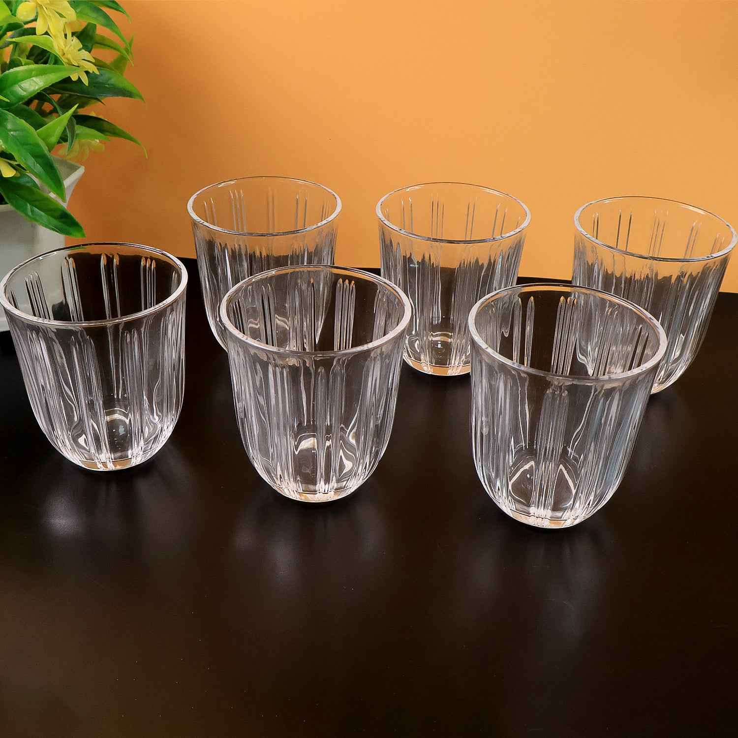 Premium Transparent Glass Tumbler Set (256ml  6 Pc)